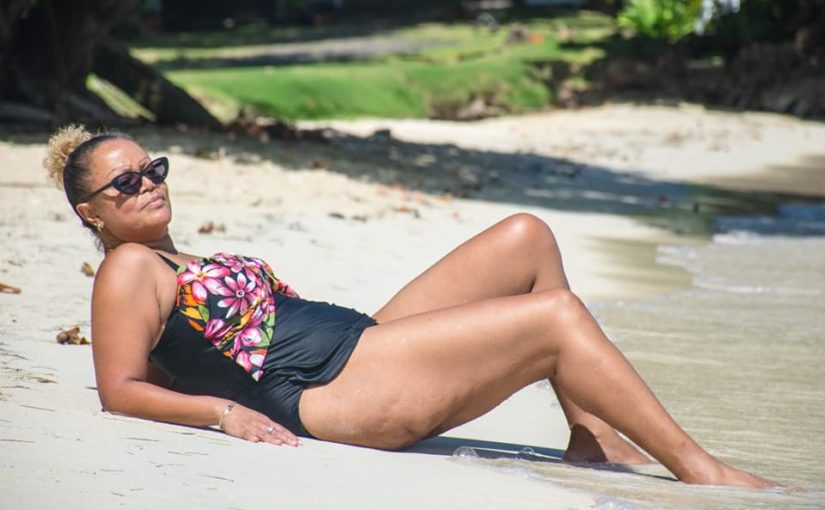 Lying on the Beach in Jamaica after weight loss