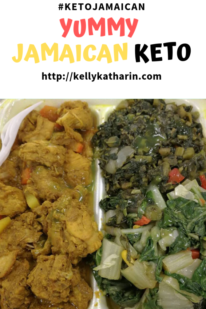 Jamaican keto food: curried chicken with callaloo