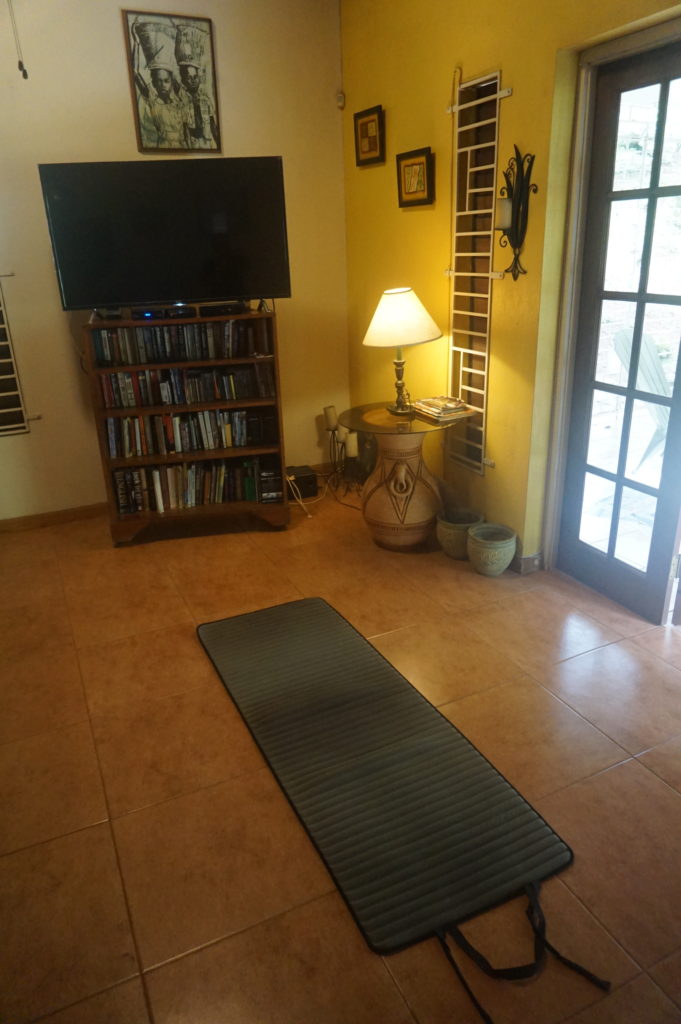 Exercising at home works: my yoga mat in my own space