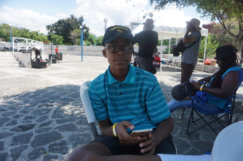 Nick waiting for the Artwalk to get underway in the St William Grant Park Downtown Kingston