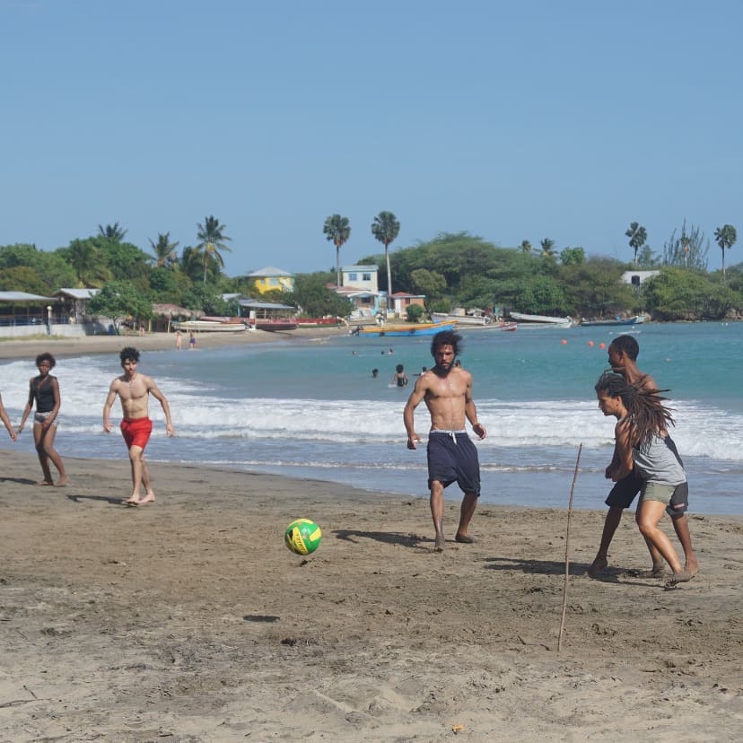 Football on the beach, Treasure Beach, Jamaica