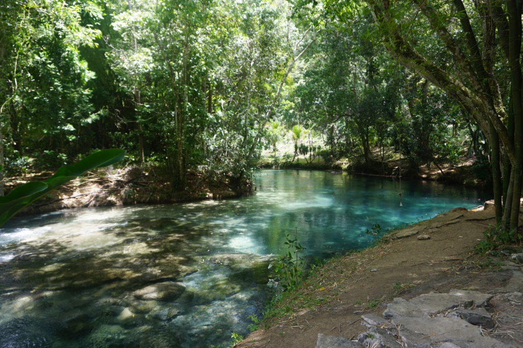 Imagine yourself in the cool, clear, blue waters of the White River, at Hidden Beauty, Jamaica