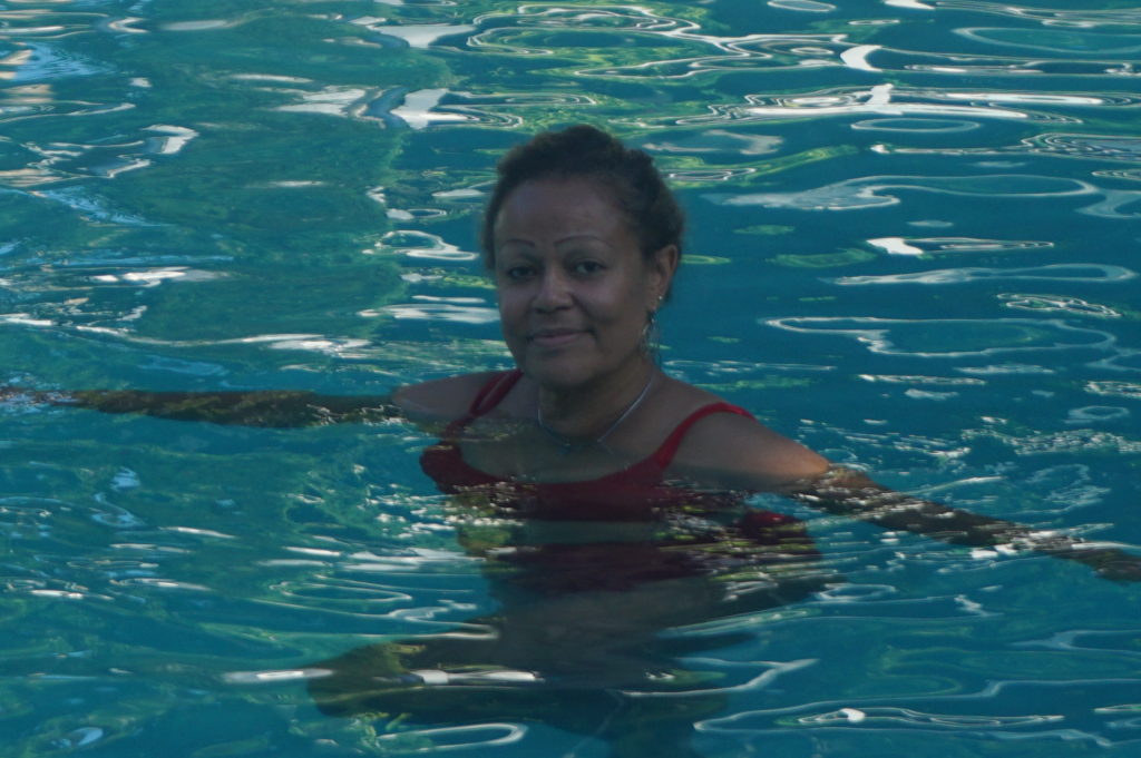 Woman in swimming pool at Goblin Hill villas