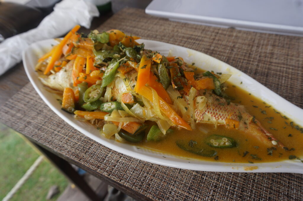 Steamed fish with veggies