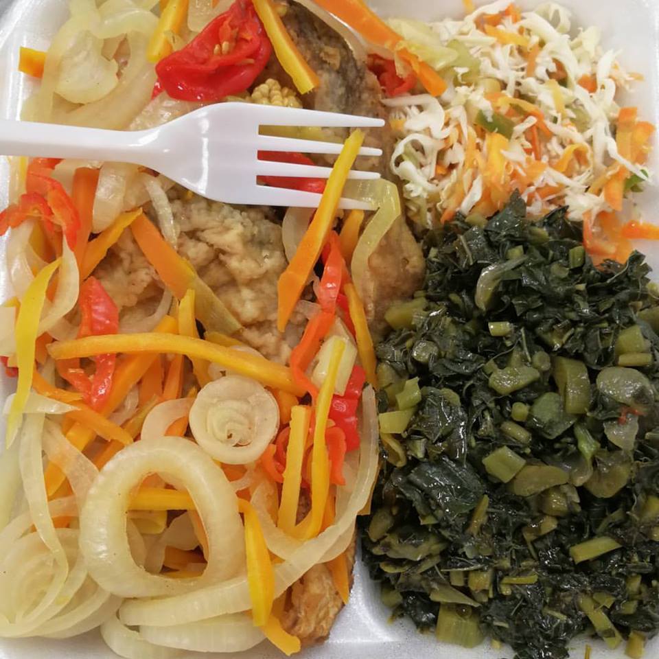 Callaloo and escoveitch fish