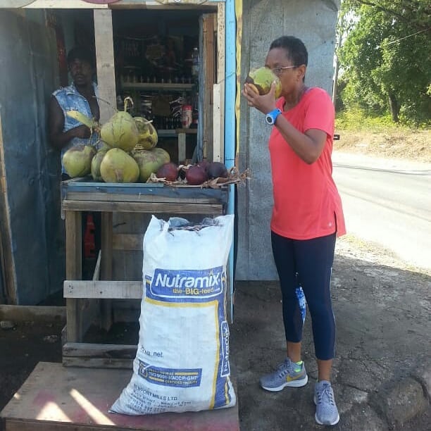 Marlene the runner refreshing with all natural coconut water