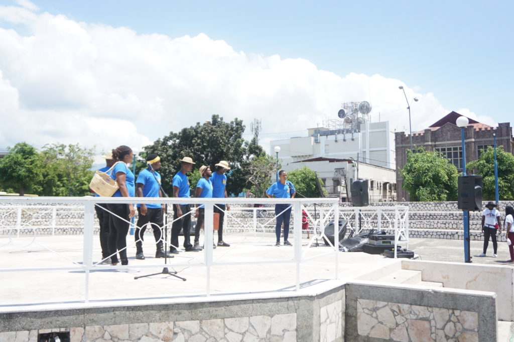 A Performance from the National Pantomime Group in the St William Grant Park Downtown Kingston on Artwalk March 2019