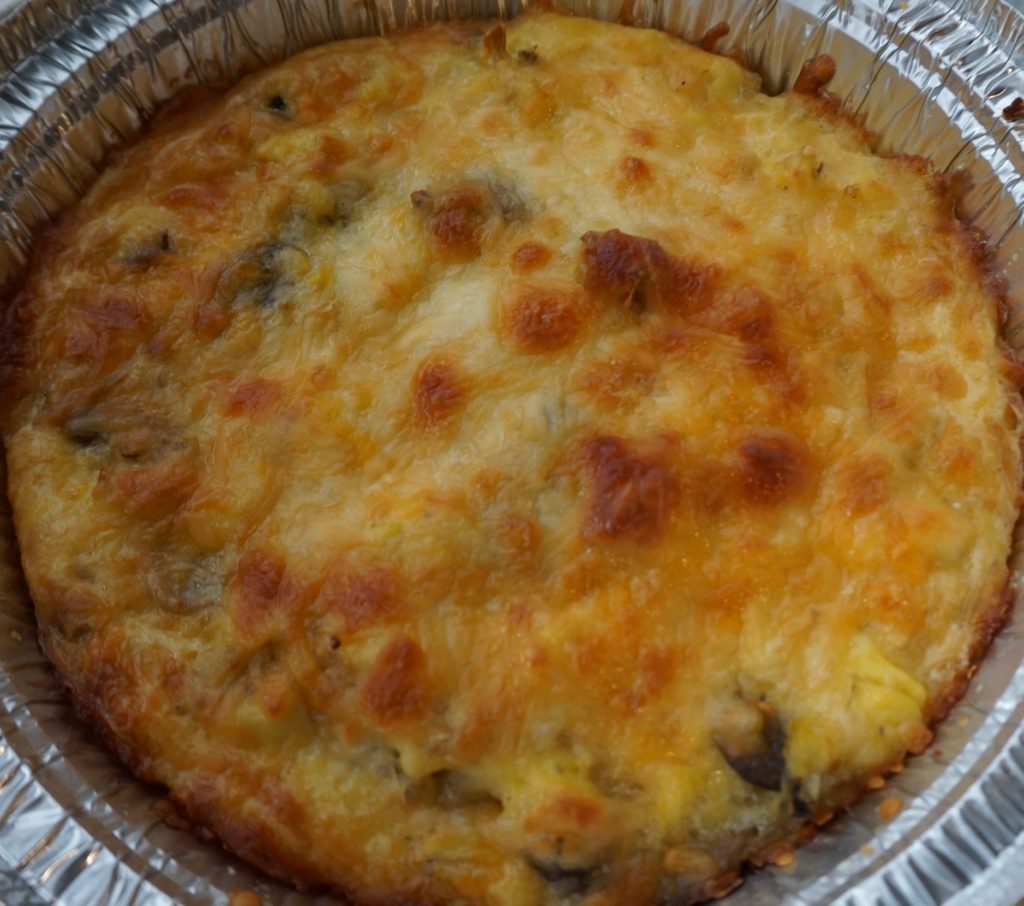 Crust-less ackee and mushroom quiche from the Kelly's Keto Cooking line