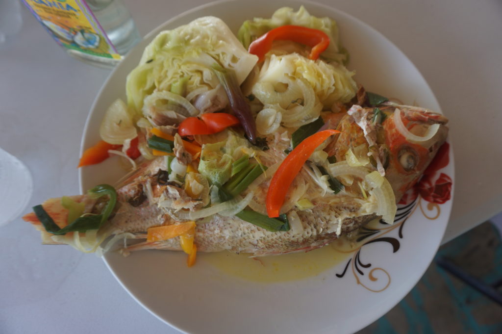 Steamed fish with veggies