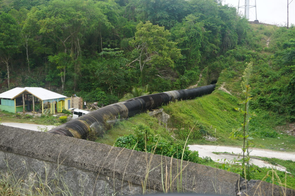 Part of the pipeline carrying water to the JPS Hydroelectric installation