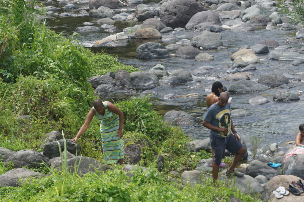 H  and Rachael making their way down to the Swift River