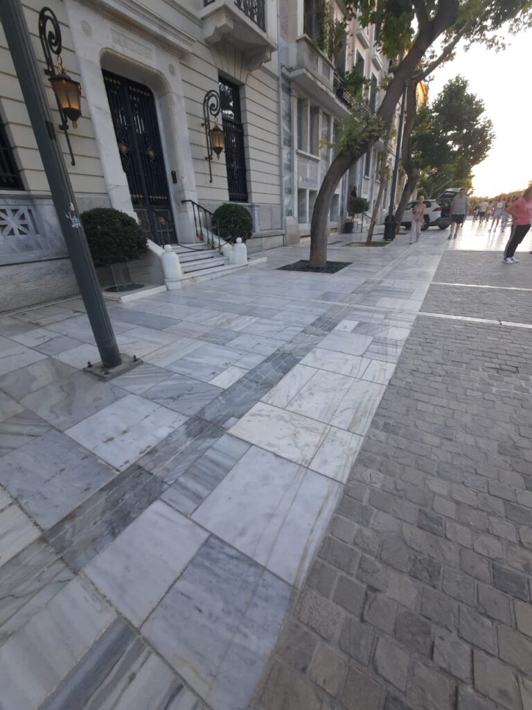 Marble sidewalks in Athens