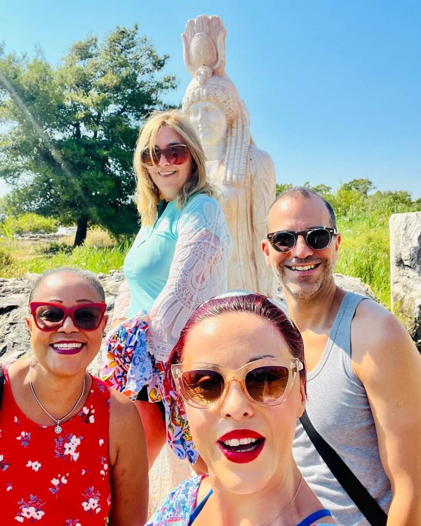 Together at the ruins of the Egyptian temple in Nea Makri