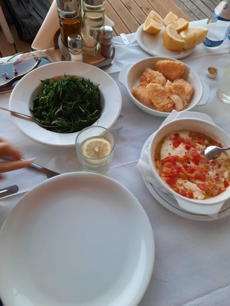 The green vegetable is an edible seaweed that grows on the rocks in the shallow waters off the coast of seaside town Nea Makri